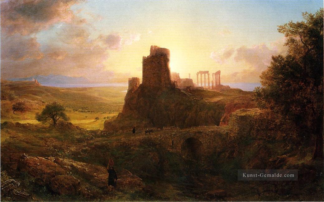 die Ruinen bei Sunion Griechenland Landschaft Hudson Fluss Frederic Edwin Church Ölgemälde